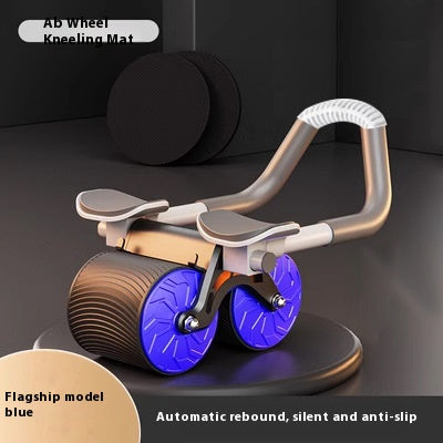 Automatic rebound abdominal wheel with blue wheels and elbow support