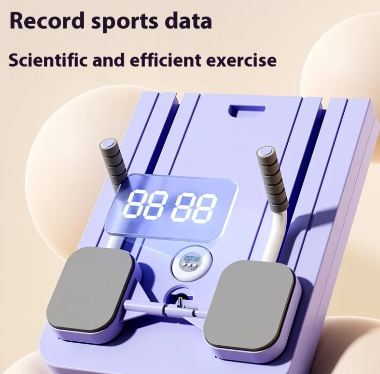 Abdominal fitness board digital timer between the knee pads