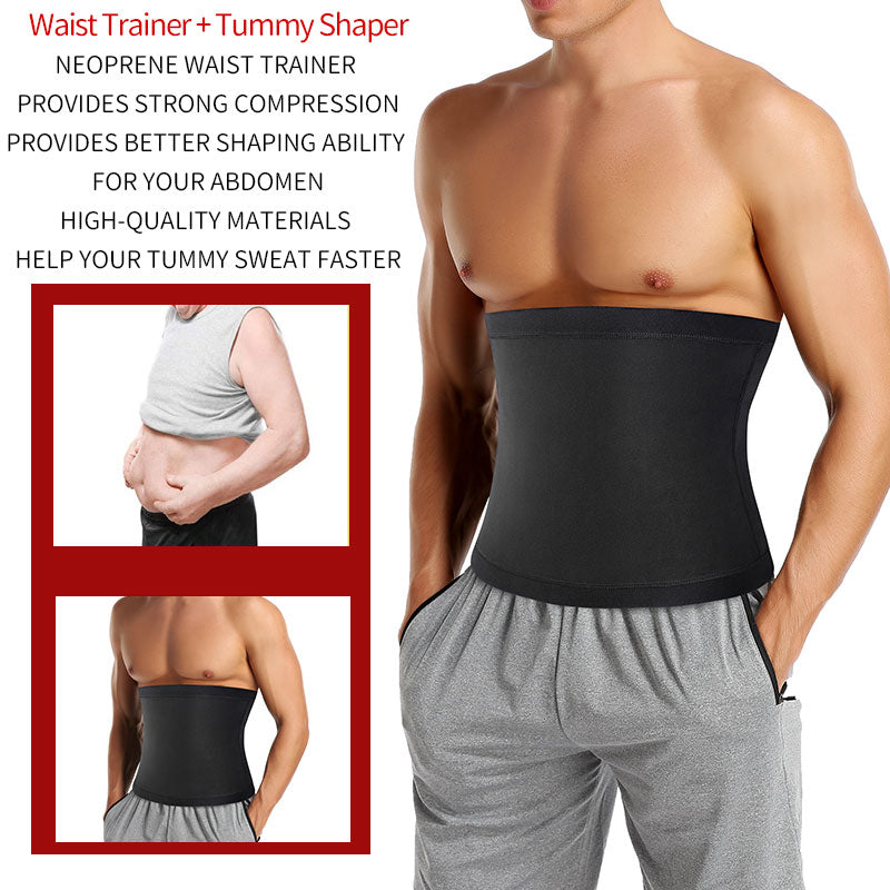 Man wearing a sauna waist trainer, with tummy shaper before and after