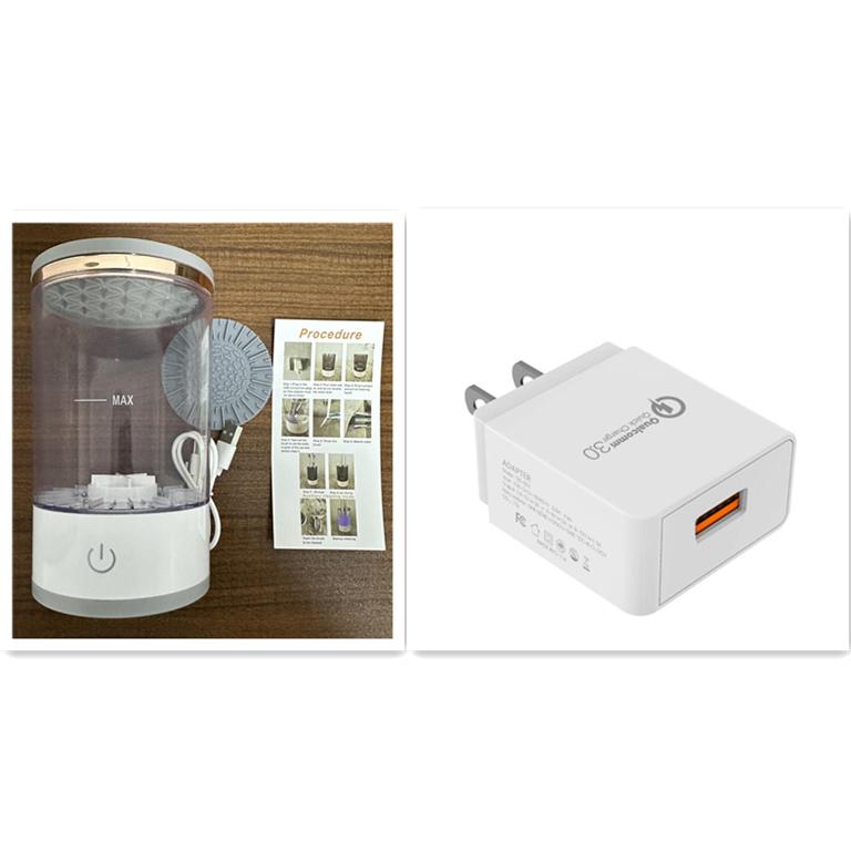 Makeup brush cleaner set with USB wall adapter