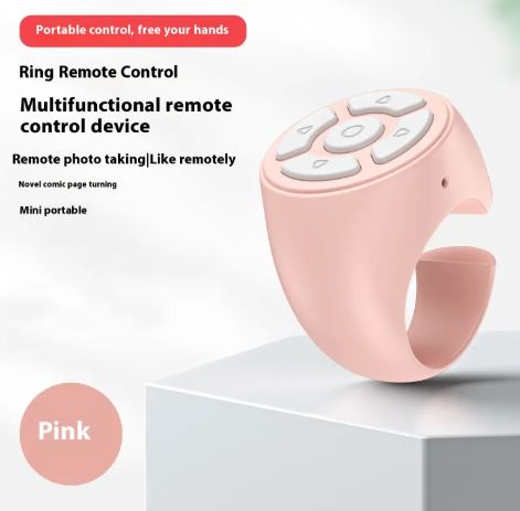 Pink Bluetooth ring remote control for remote photo taking
