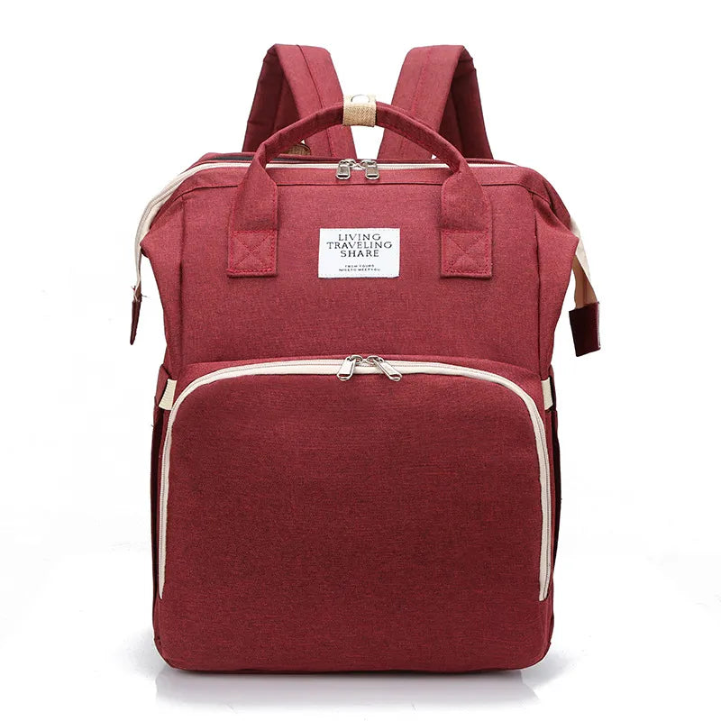 Burgundy large-capacity mommy backpack diaper bag