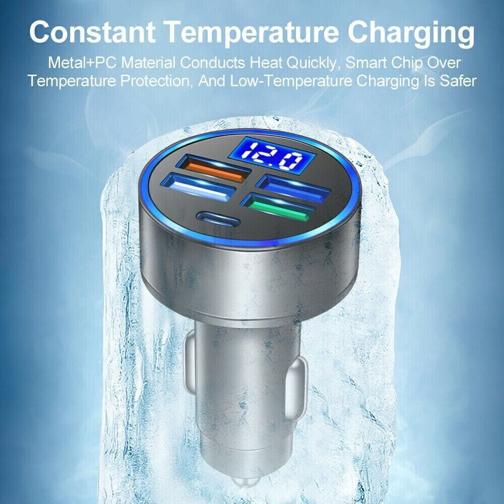 5 USB Port Super Fast Car Charger Adapter For iPhone Samsung Android Cell Phone