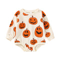 Baby Halloween Outfit Boy Girl Pumpkin Patch Onesie Sweatshirt Romper Sweater Shirt Cute Newborn Toddler Clothes 12-18 Months Halloween Pumpkin Cream