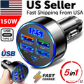 5 USB Port Super Fast Car Charger Adapter For iPhone Samsung Android Cell Phone