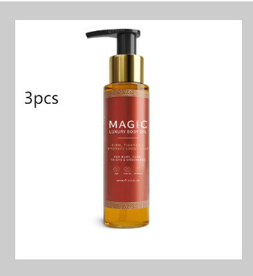 Three-pack of soothing body oil with box, front view