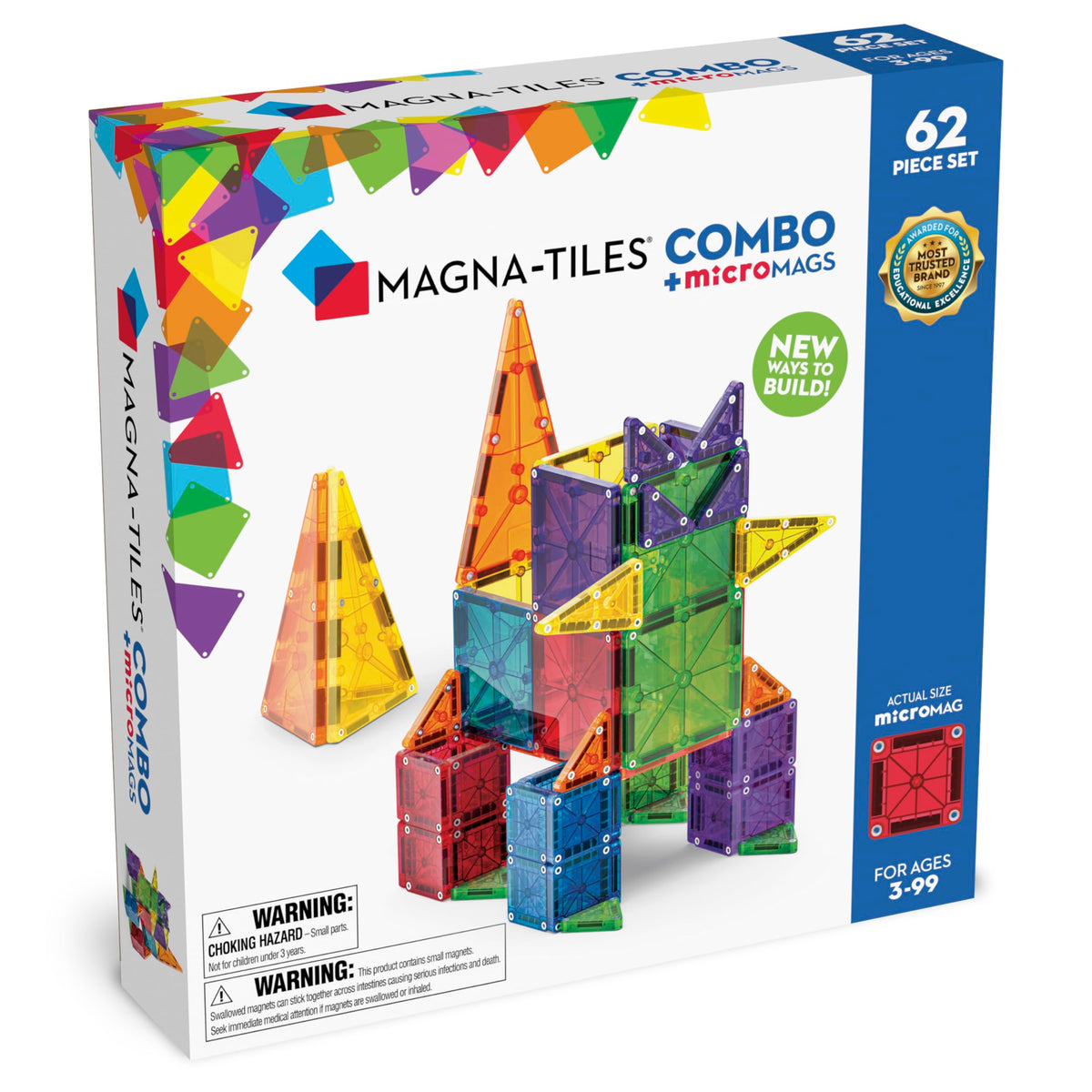MAGNA-TILES Combo 62-Piece Magnetic Construction Set The Original Magnetic Building Brand