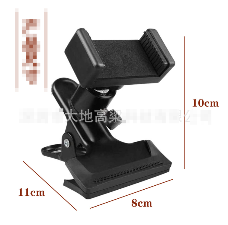 Black phone clip stand with 11 x 8 x 10 cm measurements