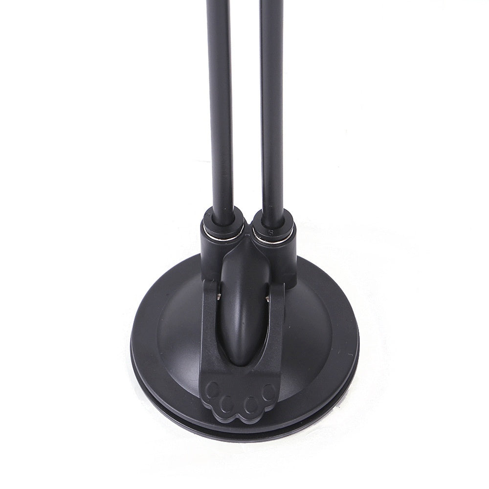 Close-up of the double rod cat teaser's black suction cup base