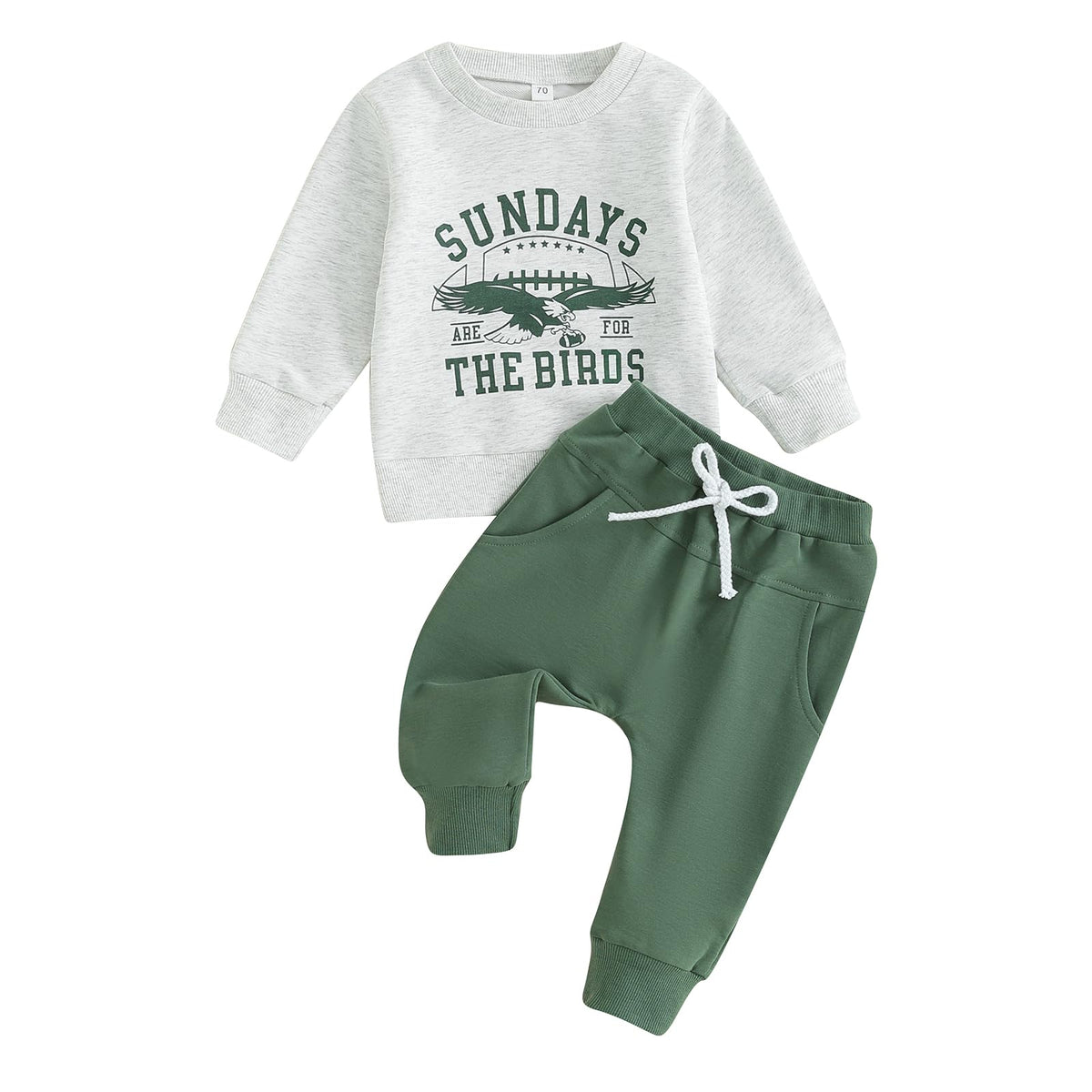 Dewadbow Football Baby Clothes Toddler Sundays are for The Birds Football Sweatshirt Top Pants Set Cute Fall Clothes (Gray 18-24 Months)