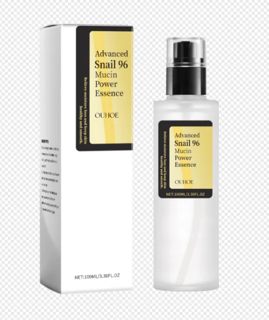 Snail mucin essence bottle next to its box
