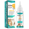 50 ml pet ear cleaner bottle beside its teal box, front view