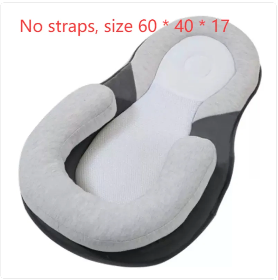 Gray anti-spit-up baby pillow lounger, 60 x 40 x 17 cm