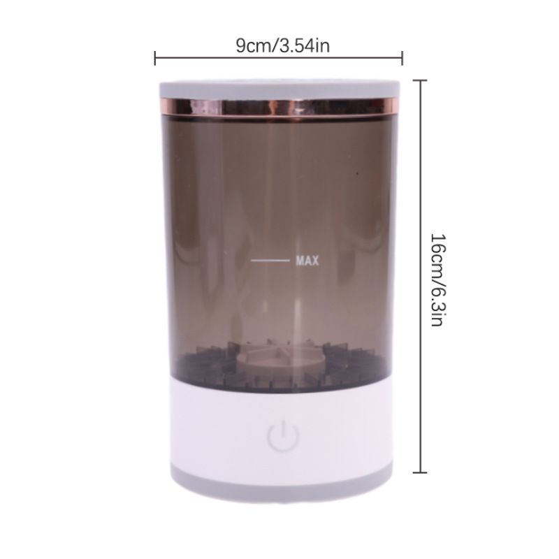 Makeup brush cleaner with 9 x 16 cm dimensions, front view