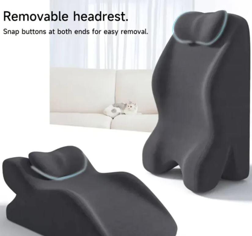 Stomach sleeper pillow's removable headrest with snap buttons