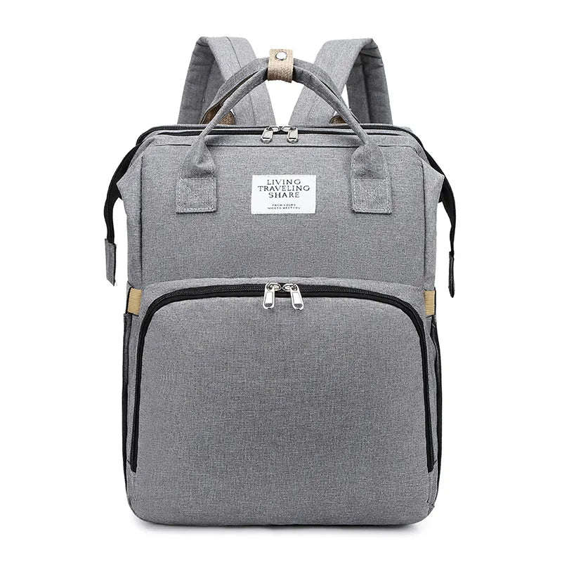 Gray large-capacity mommy backpack diaper bag