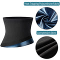 Black sauna waist trainer belt with heat-trapping fabric close-ups