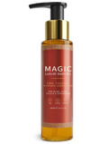 100 ml magic body oil in an amber pump bottle with gold collar
