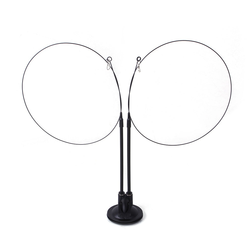 Cat teaser double wire rods on a suction base with no lures attached