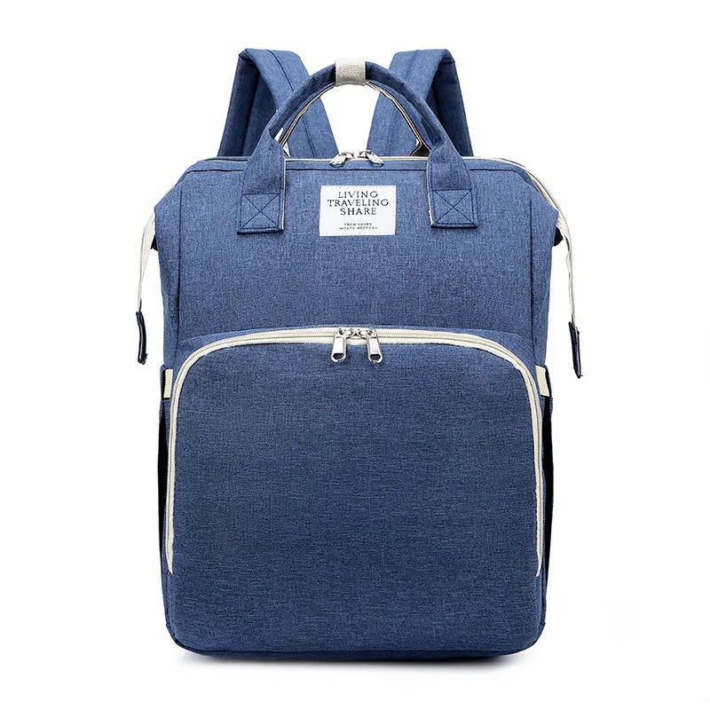 Navy large-capacity mommy backpack diaper bag, front view