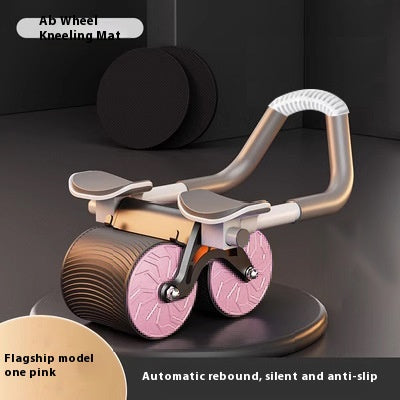 Automatic rebound abdominal wheel with pink wheels, front view