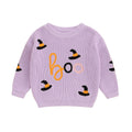 Baby Halloween Outfit Newborn Boy Girl Cute Pumpkin Embroidered Oversized Sweater Infant Fall Winter Clothes (Purple Boo 2-3 Years)