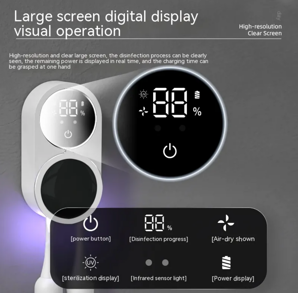 UV toothbrush sanitizer digital display and button functions explained