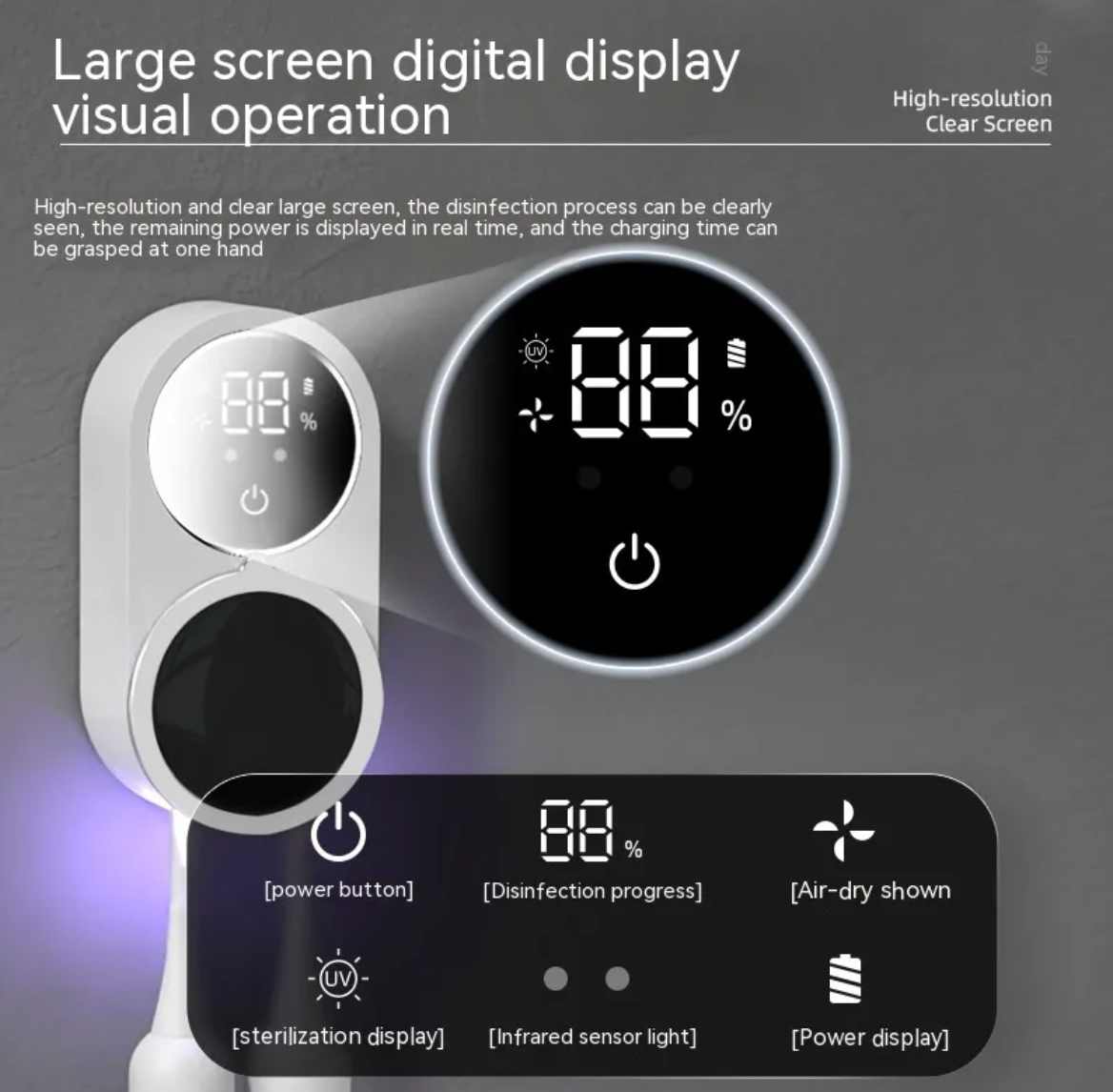 UV toothbrush sanitizer digital display and button functions explained