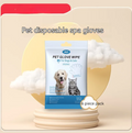Pet disposable spa glove pack on a display stand shown upright