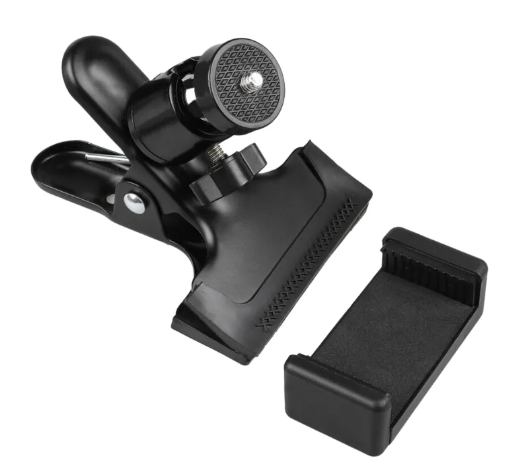 Phone guitar clip stand with holder detached from its ball head