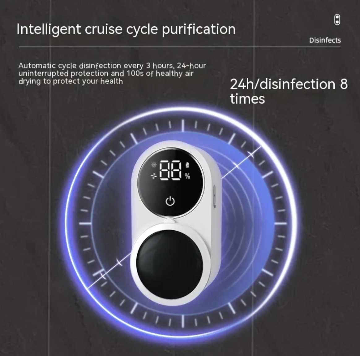 UV toothbrush sanitizer with a 24-hour auto purification cycle graphic