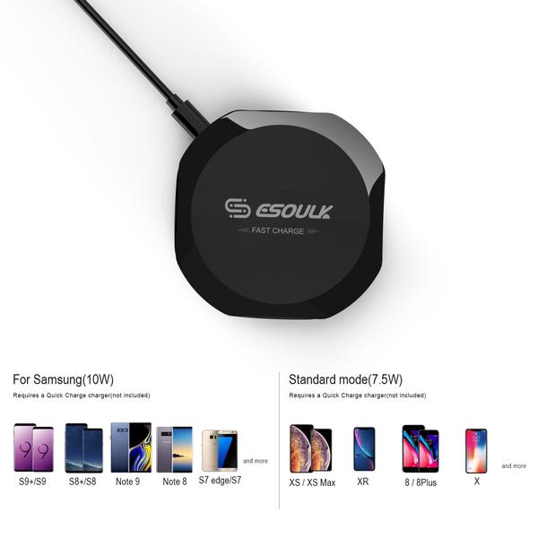 Esoulk QI Certified 10W Wireless Charging Fast Charger Pad