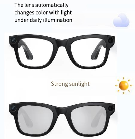 AI camera smart glasses with lenses that darken in sunlight