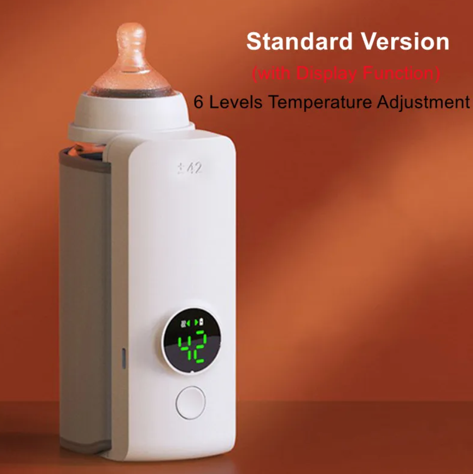 Baby bottle warmer with digital display and 6 temperature levels, front view