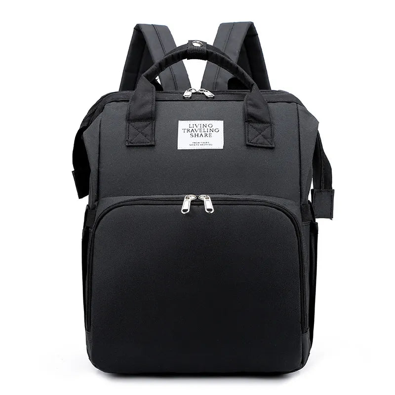 Black large-capacity mommy backpack diaper bag