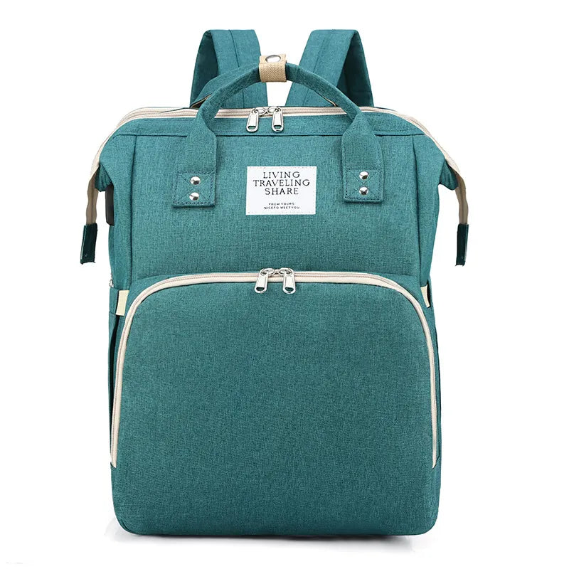 Teal large-capacity mommy backpack diaper bag